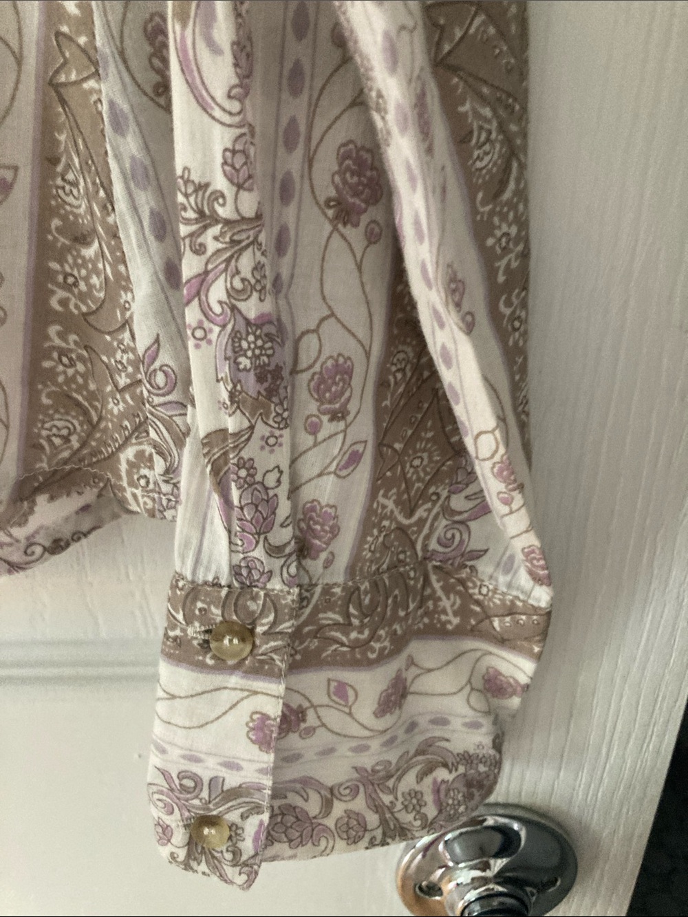 Fossil Cream Shirt with Taupe and Light Purple Paisley Print - Picture 5 of 7